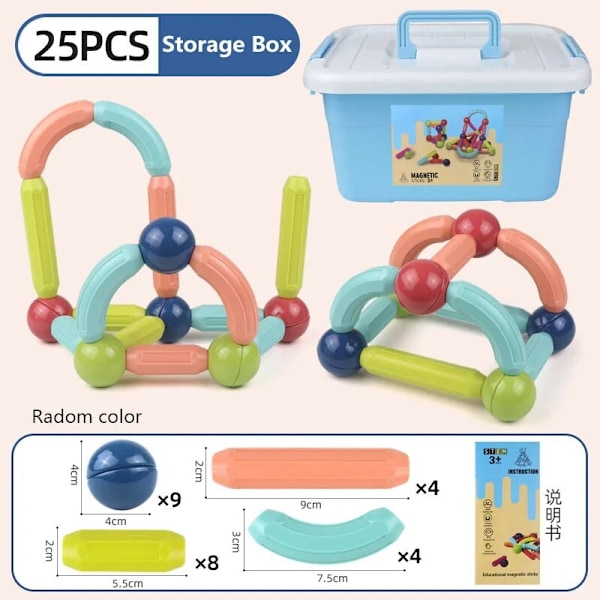 Magnetiska Byggklossar Set Leksaker för Barn Magnetstav Byggklossar 25pcs storage box