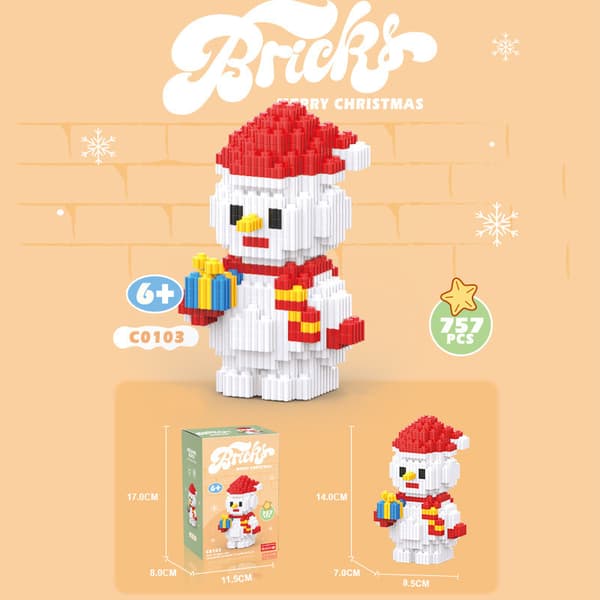 Byggklossar Set Julgran Renar Jultomte Snögubbe För Barn Present DIY 4pcs