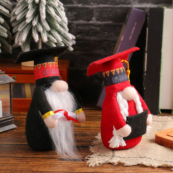 Examens Gnome Plyschdocka Ansiktslös Gnome Docka Med Examenshatt Black