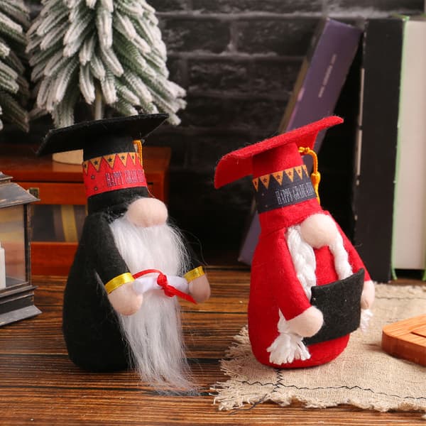 Examens Gnome Plyschdocka Ansiktslös Gnome Docka Med Examenshatt Red