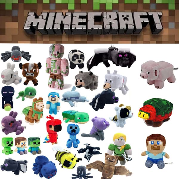 Minecraft Gosedjur Plyschleksak för Barn, Flera Stilar, Tecknad MC Spelgåva 22cm old version wolf