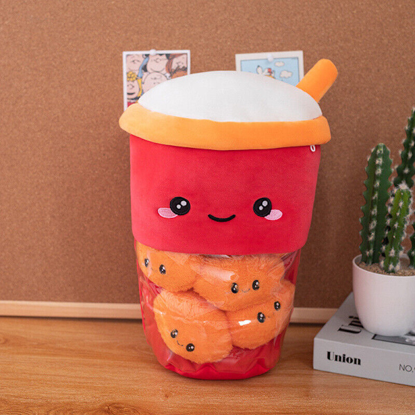 Bubble Tea Boba Cup Squishmallow Plyschleksak Kudde Kudde Barn Födelsedagspresent Red