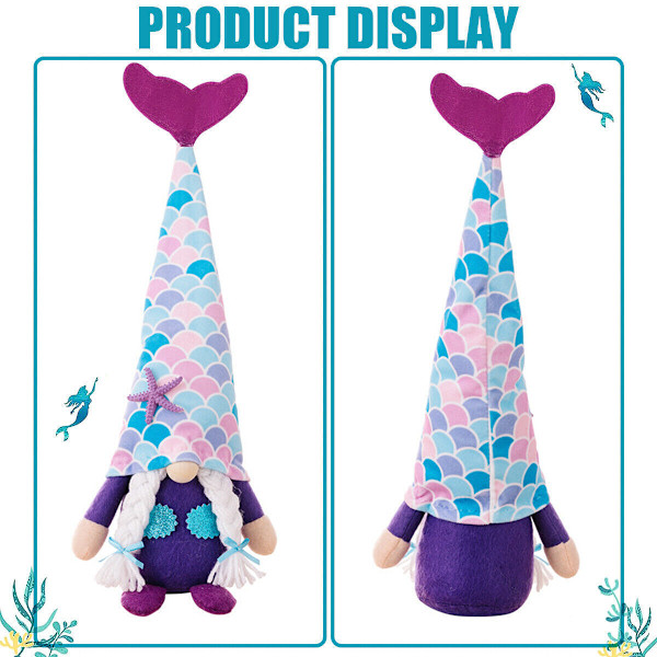 2st Mermaid Gnome Elf Dwarf Stuffed Plysch GNOME Doll Summer Beach
