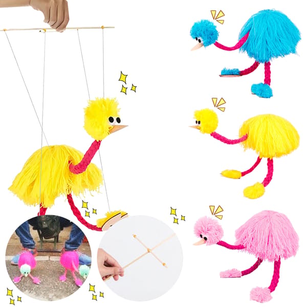 Struts-Marionette Djur Handdockor Barn Fågelsträngdocka Handdockor Leksak Pink