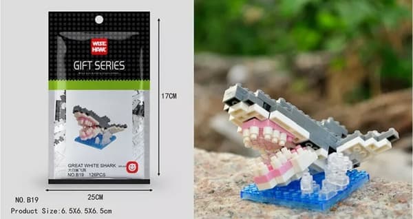 Mini Nano Micro Diamant Djur Byggklossar. Pedagogiska. Gör-det-själv. Gåva/Leksak. Lager Great White Shark 126pcs