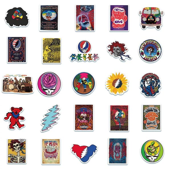 50X Rock Band Greatful Dead Stickers Deadhead Collection Symbol Guitar Scrapbook