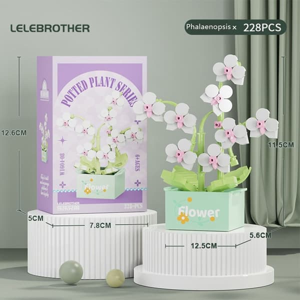 Skrivbordsväxt Heminredning Blomma Krukväxt Byggkloss För Vuxna 1