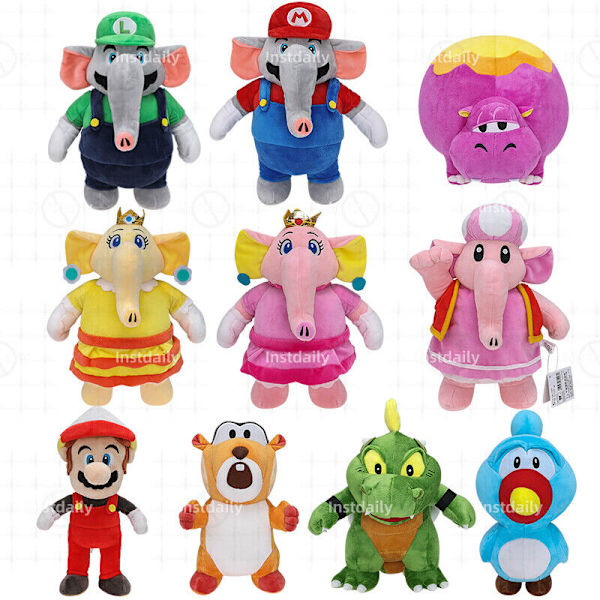 Super Mario Bros Wonder plyschleksaker Elefantstoppad docka Julklappar för barn Blewbird -8 inch