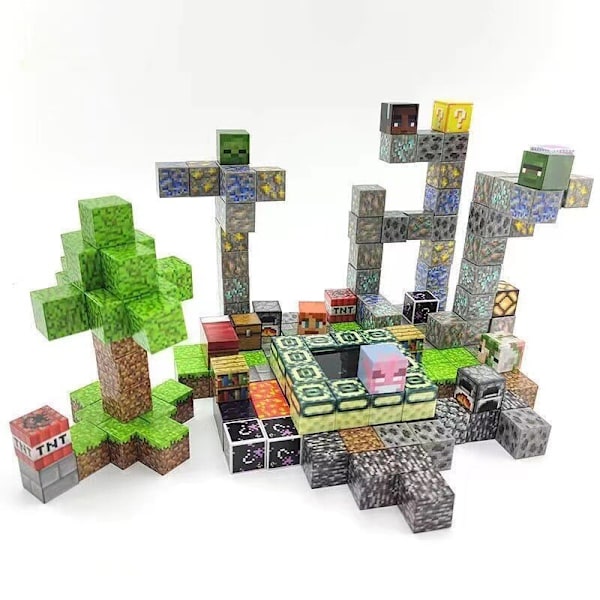 Rikt utbud av magnetiska block Minecraft-kuber DIY Byggleksaker Set 10 st 58 bookshelf