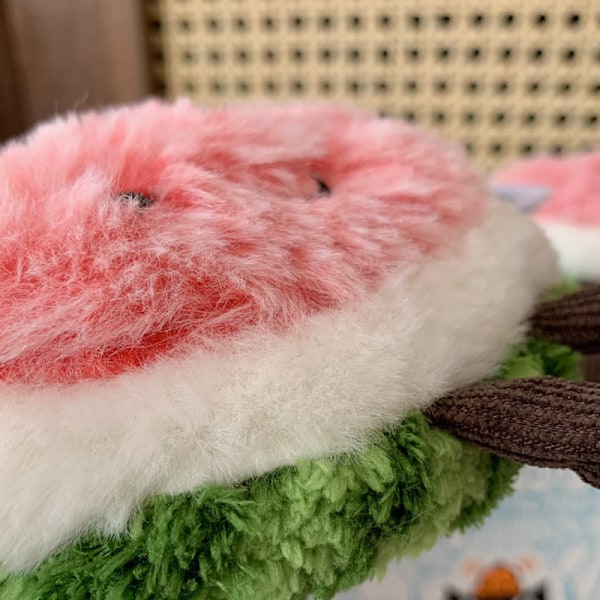 Jellycat Vattenmelon Plyschleksak 9 cm Amuseable Fruktskiva Väskberlock Nyckelring mjuk