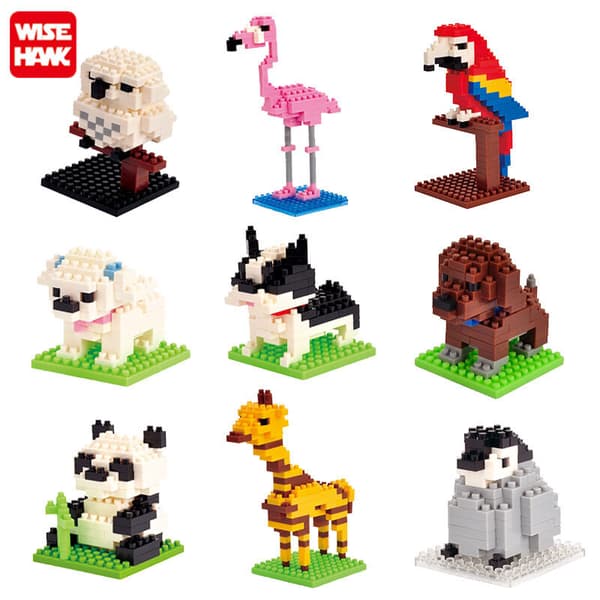 Mini Byggklossar 3D Djur Diamantmodell Mikrokloss Hund Katt Fågel Älg Varg B17 scottish fold