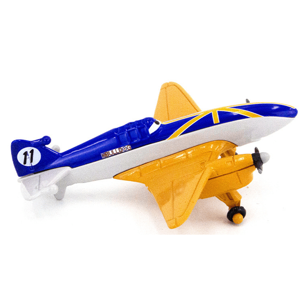 2ST Disney Pixar nr 11 gul + grön bulldogg flygplan Diecast leksakspresent