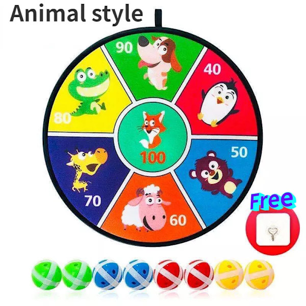 37 cm darttavla för barn, med 8 klibbiga bollar inomhus partyspel leksaker utomhus Animal style