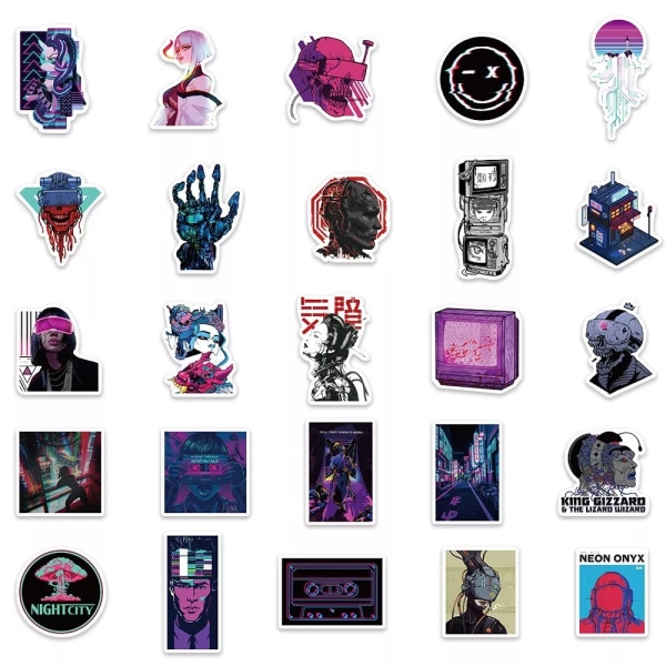 50 st Cyberpunk Collector's Stickers Gadget Decals Stickers Set Scrapbook Phone