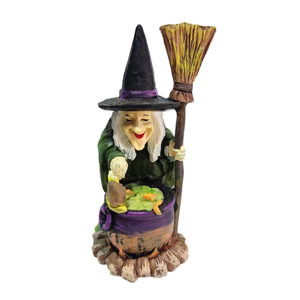 Liten Halloweenfigur i Resin, Trollkarl Häxa Ornament för Skrivbordsdekoration B witch