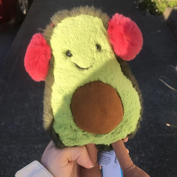 Jellycat BNWT Avokado Plysch Öronmuffar Amuseable Söt Mjuk Leksak