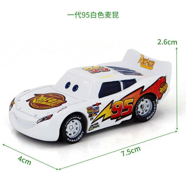 Disney Pixar Bilar 3:e Lot Lös Blixten McQueen 1:55 Diecast Modellbil Leksaker Generation 95 White McQueen