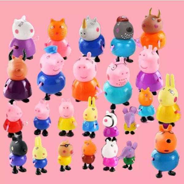 25 st Peppa Pig Familj Vänner Emily Actionfigurer Leksaker - Snabb Leverans