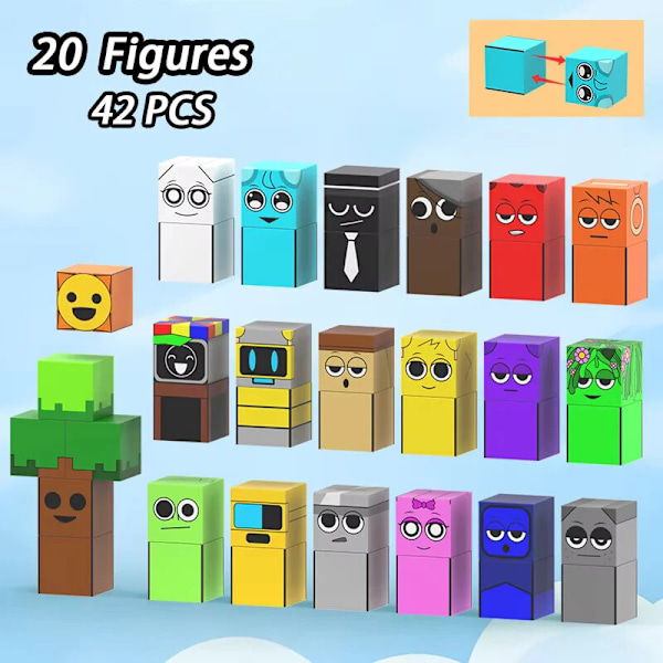 Magnetiska Byggklossar Sprunki Magnet Kub Gruvvärld Set för Pojke Flicka Leksak Gåva E-42PCS