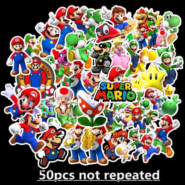 48 st Super Mario Bros Mini Figurer Luigi Modelldocka Leksaker Modell Tårta Dekoration Set Stickers