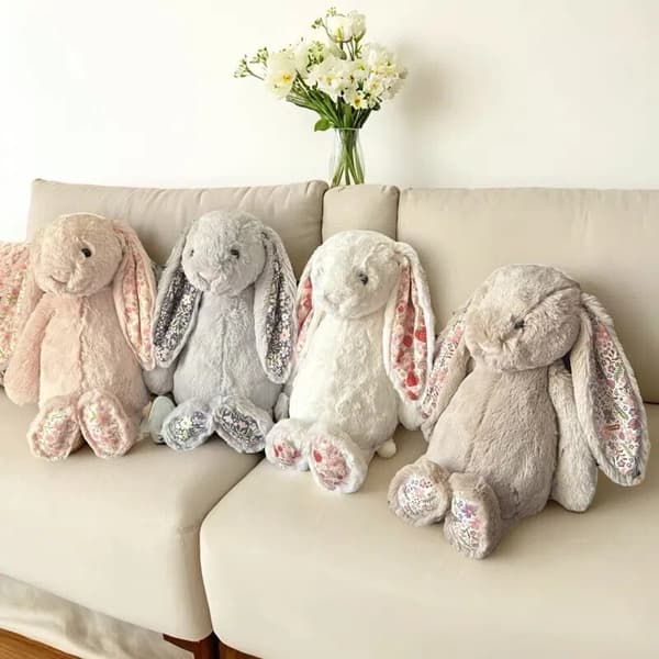 Jellycat Bashful Blossom Körsbärsörad Kanin Plysch Mjukt Gosedjur för Barn Grey Cherry