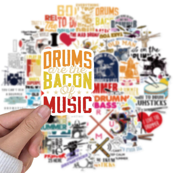 50X Music Rock Band Basgitarr Trummis Trumset Citat Mugg Hydro Flasks Sickers