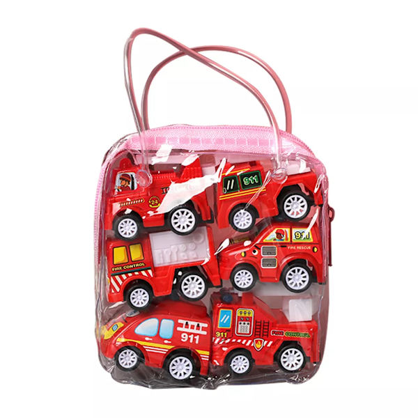 6-pack Leksaksbilar Present Drag tillbaka och åkfordon för små pojkar 1/2/3 år Leksak 6pcs Fire truck