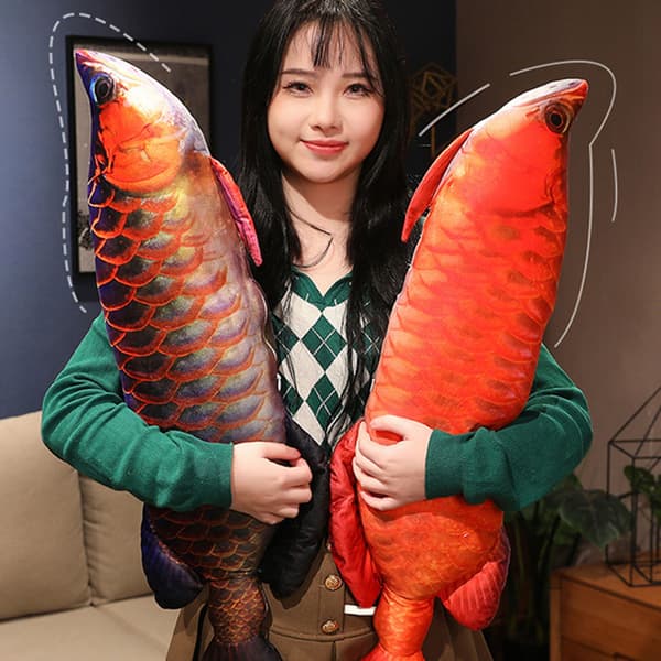 Fisk plysch leksak Gyllene Arowana soffa prydnad fyllda havet kudde Red 80 cm