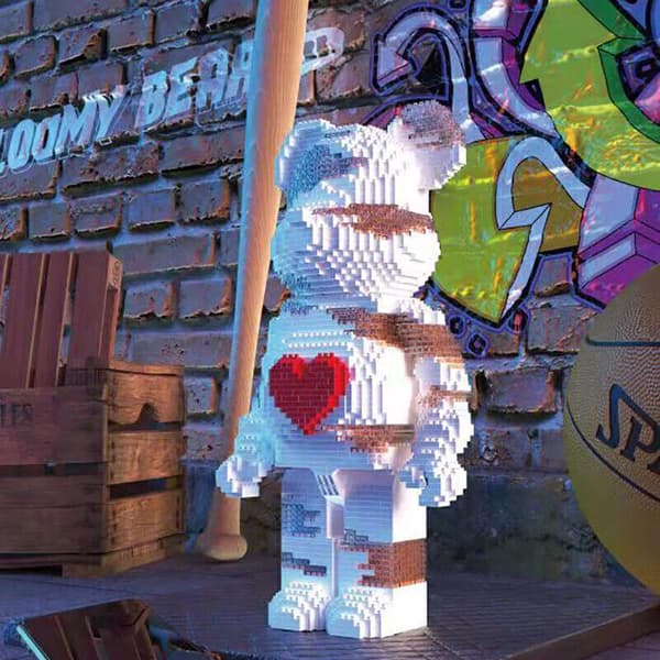 Tecknad Kärlek Våldsam Björn Bearbrick Färgmodell Byggkloss Födelsedagspresenter Grey
