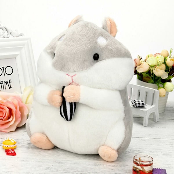 Bedårande Kawaii Fluffig Hamster Mjuk Plyschleksak Docka Söta Gosedjur Presenter NY Gray