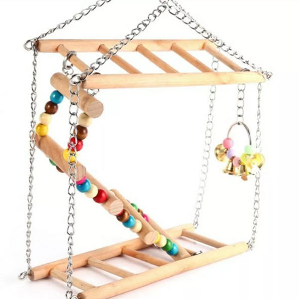 Papegoja Fågel Trä Lekplats klätterstege Pet Swing Chew Budgie Cage Leksaker
