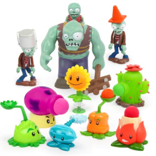 Plants VS Zombies Actionfigur PVZ Ärtkanon &amp; Zombie Figur Leksaksset Spel 3PCS Zombie
