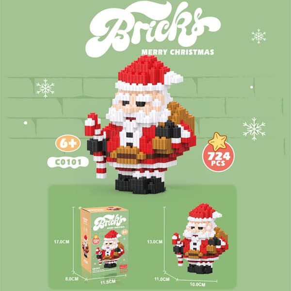 Byggklossar Set Julgran Renar Jultomte Snögubbe För Barn Present DIY 4pcs