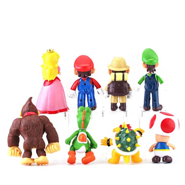 8st Super Mario Bros. PVC Actionfigur Wario Yoshi Donkey Kong Leksaker Barnpresenter
