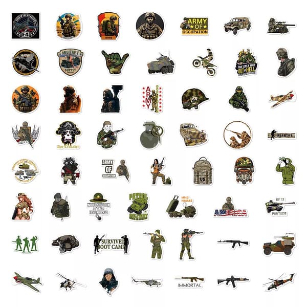 50X Military Force US Army Boot Camp Stickers Skateboard Gitarr Laptop Graffiti