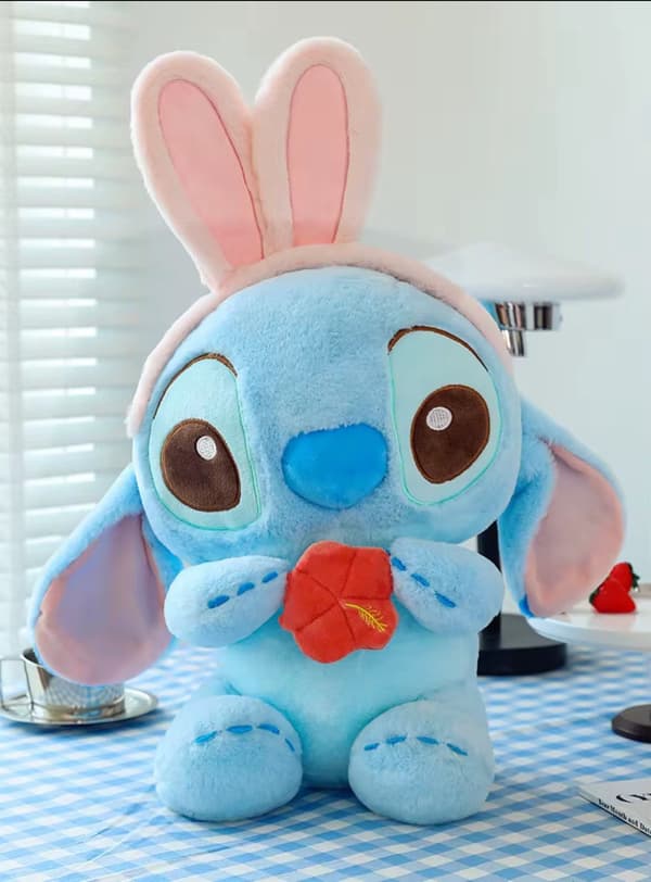 Blå Stitch Söt Kanin Öra Plyschleksak - 40cm Gosedjur