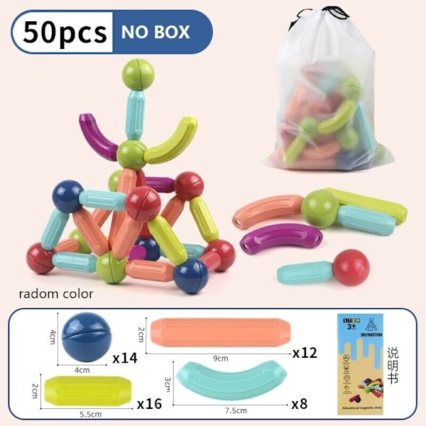 Magnetiska Byggklossar Set Leksaker för Barn Magnetstav Byggklossar 50pcs without box