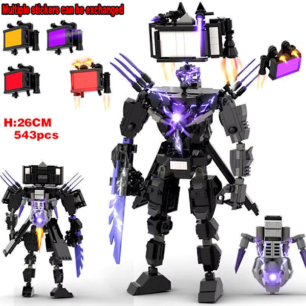 MOC Skibidi Toalett Byggklossar Set Titan Speakerman Cameraman Tvman Klossar 3