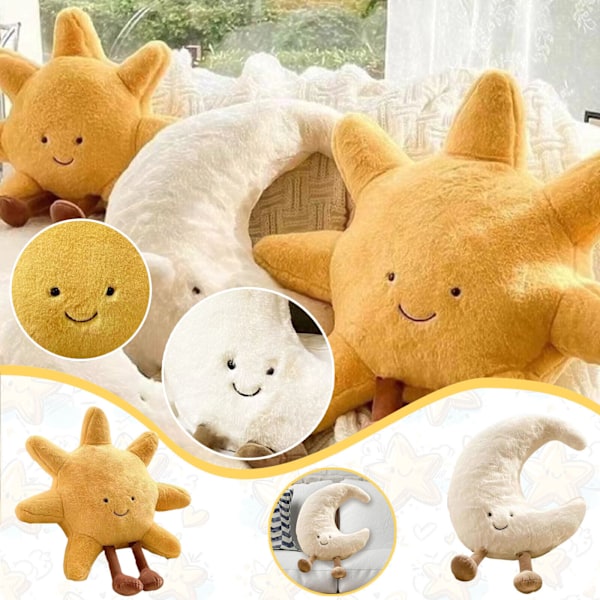 NYA Jellycats Söta Plysch Rolig Kudde Djur Måne Sol Kudde Mjuk Plysch Leksak Gåva Moon  30cm
