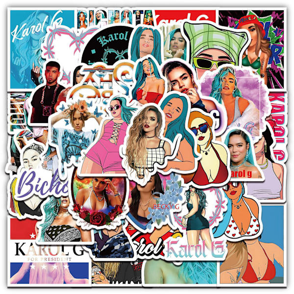 50X Karol G Reggaeton Pop Singer Stickers Gitarr Scrapbook Hydro Flask Graffiti