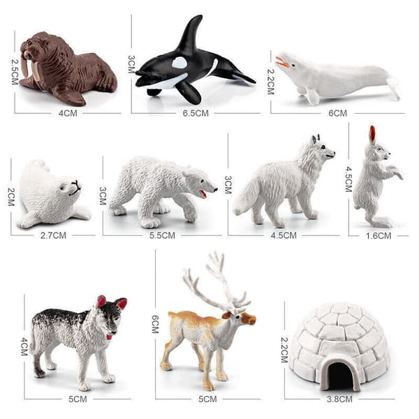 10st Djurfigurer Set Realistiska Djur Isbjörn Figurleksak Skrivbordsdekor