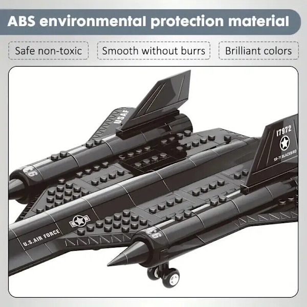 SR-71 Blackbird Spaningsflygplan Modell Byggklossar Set Leksaker