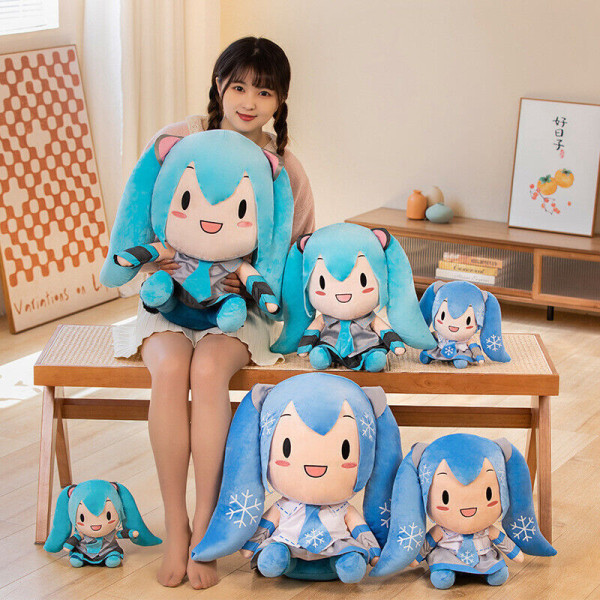 Söt japansk anime Hatsune Miku mjuk plyschdocka BLUE-01 32cm