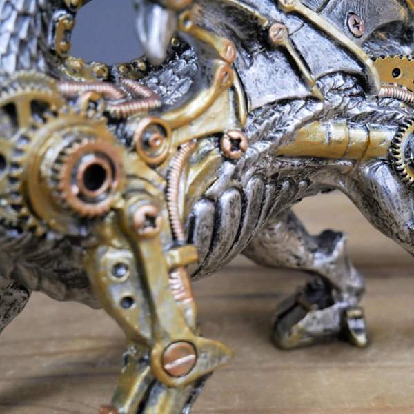 Gotisk Steampunk Mekanisk Flygande Drake Resin-Staty Dekoration Ornament Dekor