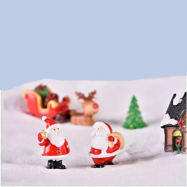 Christmas Mini Santa Claus Snowman Micro Landscape Miniatures Figurines Ornament Water Well