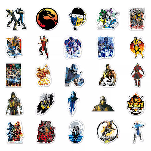 50 st nya Mortal Kombat PS5 XBox Stickers Characters Collection Graffititelefon