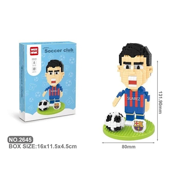 Fotbollsstjärna Modell Liten Partikel Byggkloss Set Karaktär Serie Leksak Present 2645Suarez