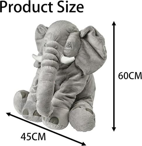 60 cm Grå Elefant Plyschleksaker, Mjuka Elefant Gosedjur Jätte Elefanter Teddy