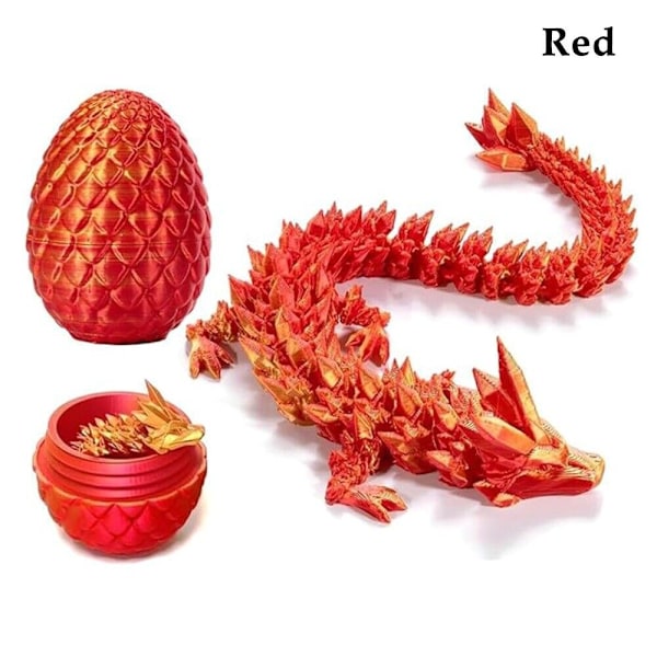 3D-printad Artikulerad Drakägg Kristall Drake med Drakägg Rolig Dekor Red