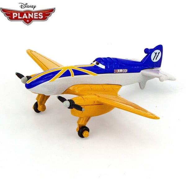 2ST Disney Pixar nr 11 gul + grön bulldogg flygplan Diecast leksakspresent